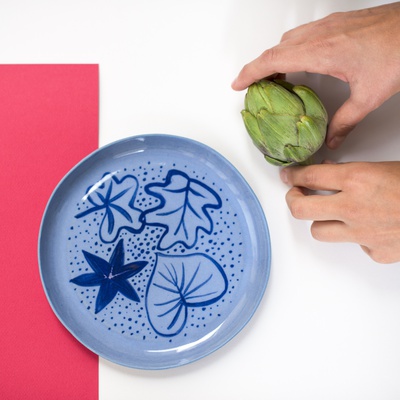 Blue leaves. Plate